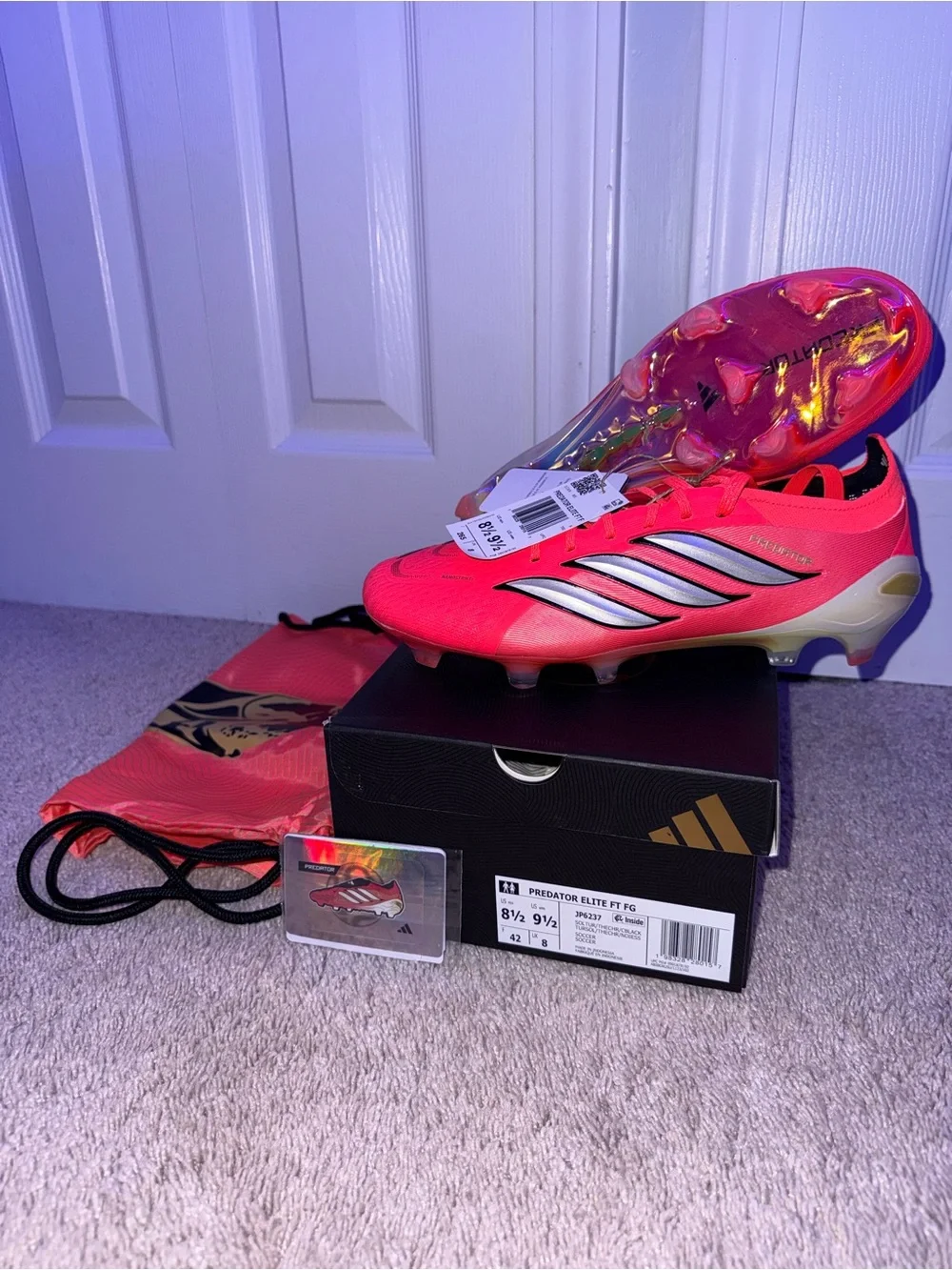Adidas Predator Elite FT FG Firm Ground Soccer Cleats Pink Size 8.5